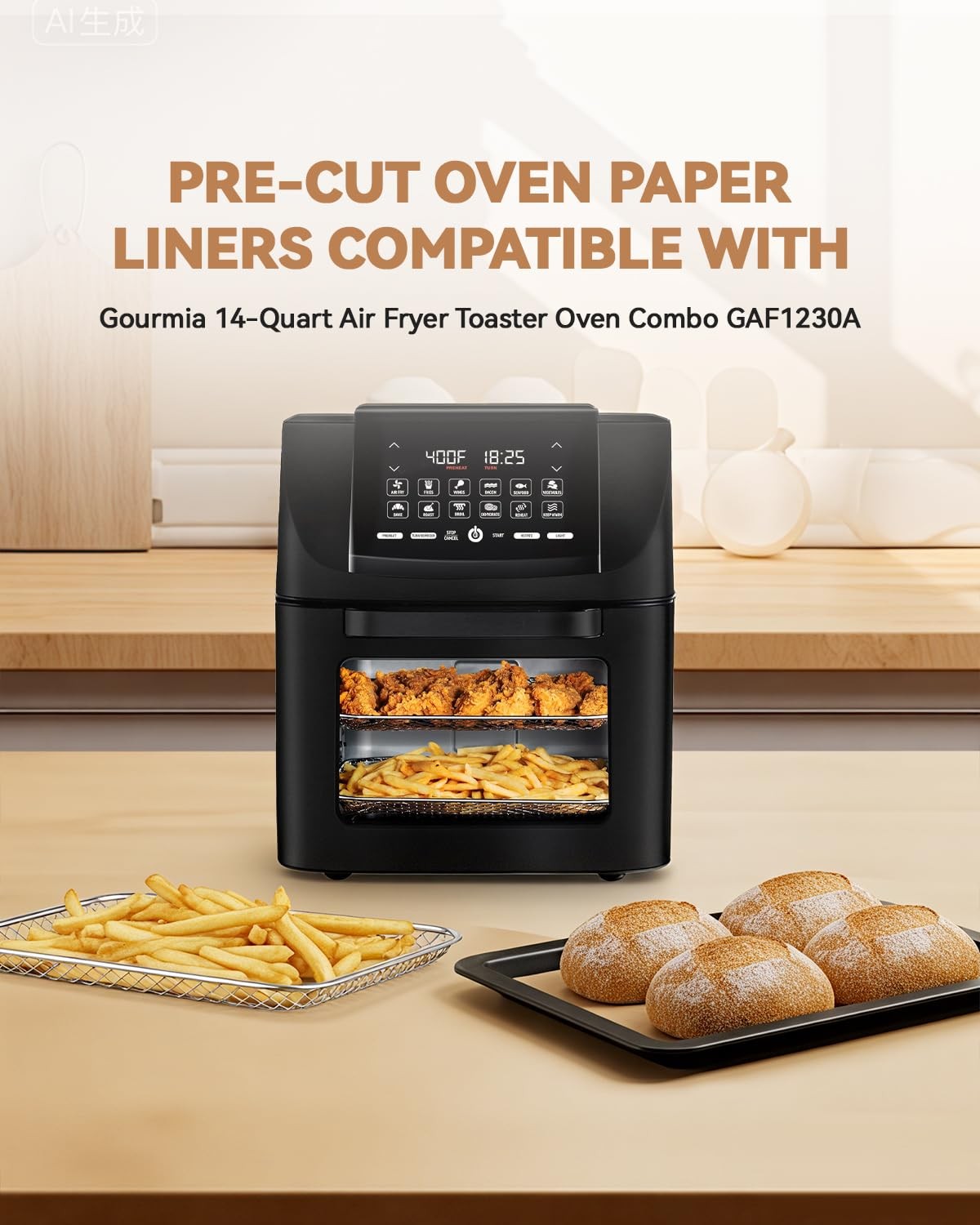 125PCs Air Fryer For Gourmia 14QT, Unbleached Parchment Paper gallery