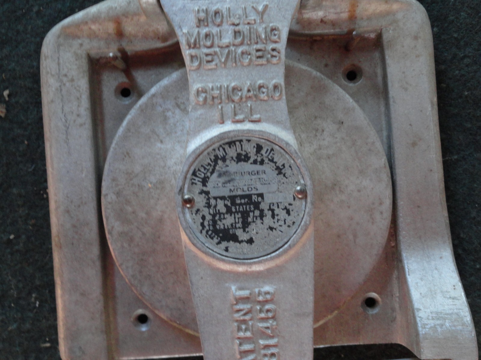 HAMBURGER MOLD PRESS VINTAGE 5" PATTY BY HOLLY MOLDING DEVICES USA WORKS GREAT gallery