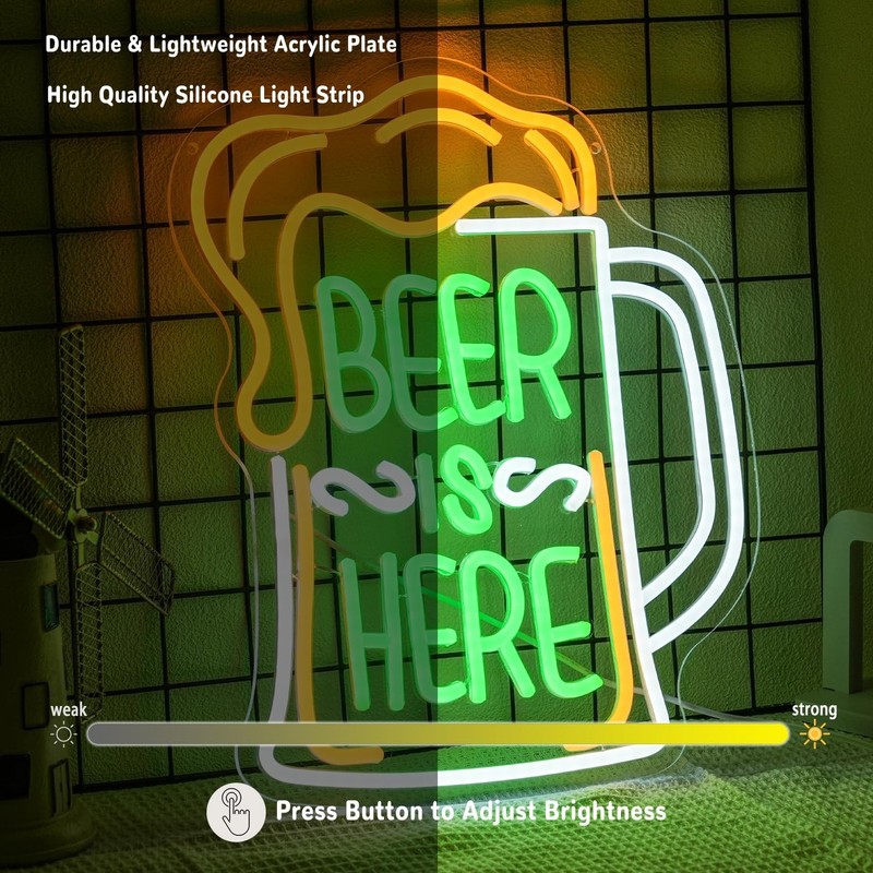 Beer Is Here Neon Sign for Wall Decor Bar Neon Light Beer Led Neon Signs Colo... gallery