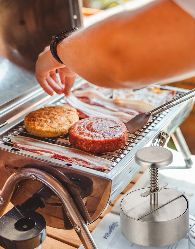 Burger Press Stainless Steel Hamburger Patty Maker Grill Griddle Flat Duty for G gallery