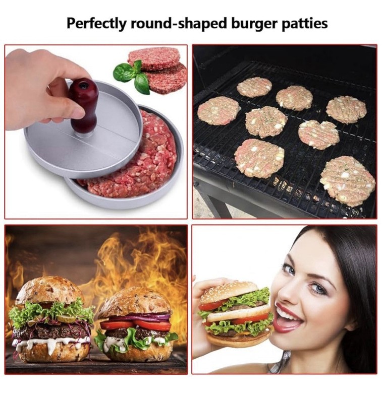 Hamburger Patty Maker Press Aluminum Wood Handle Burger/Crab Cake/Apps Mold NEW gallery