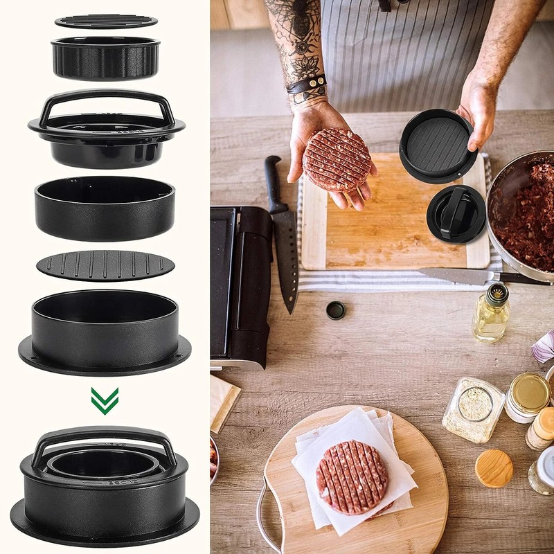 Hamburger Press Patty Maker Burger Press 3 in 1 Non-Stick Mold Kitchen Gadgets gallery