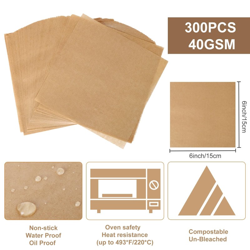 300Pcs Hamburger Patty Paper, 6"x6" 6-Inch(300PCS), 6-Inch(300PCS) gallery