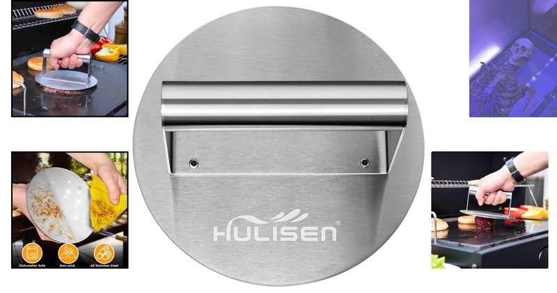 Round 6.2-Inch Stainless Steel Burger Press - Effortless Cooking & Easy Clean-Up gallery