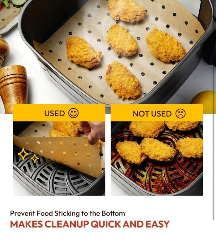 Air Fryer Disposable Parchment Paper Liners: 150pcs 9x11 , Unbleached gallery