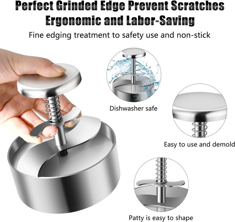 Adjustable Stainless Steel Burger Press gallery