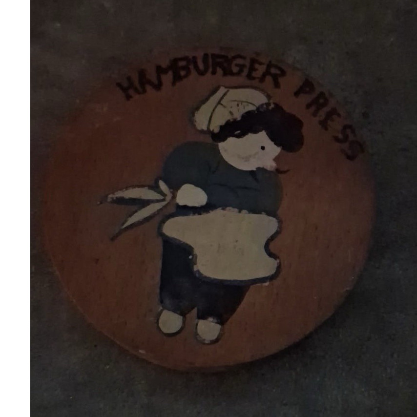 Wood Hinged Hamburger Press Patty Mold, Single, Medium, 5 in Diameter, Brown