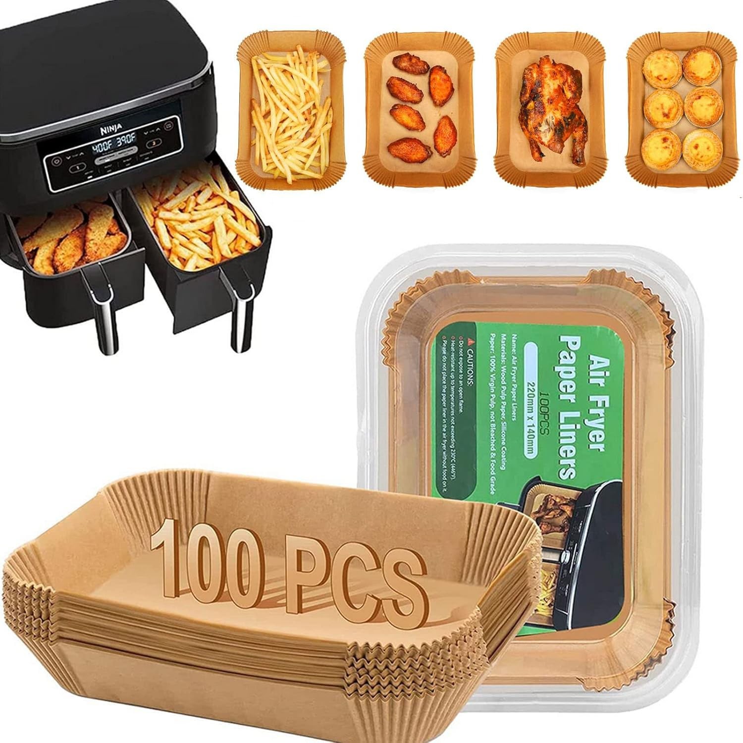 VITAPREP 100 Pcs Air Fryer Parchment Paper Liners, 8.6x5.5 Inch Large, Nature gallery