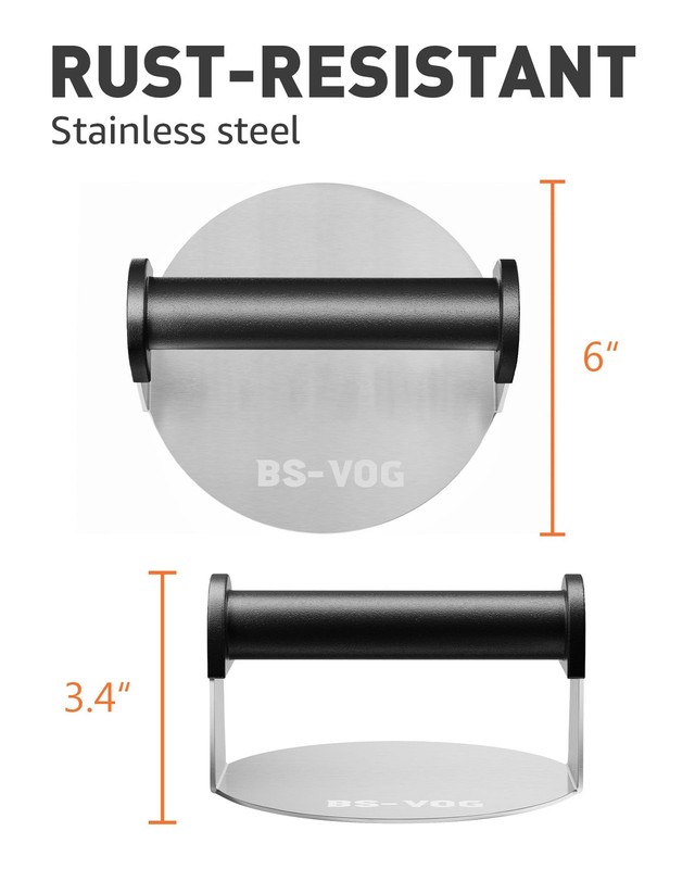 Burger Press, 6" Stainless Steel Burger Smasher for Griddle, Nonstick Round H... gallery