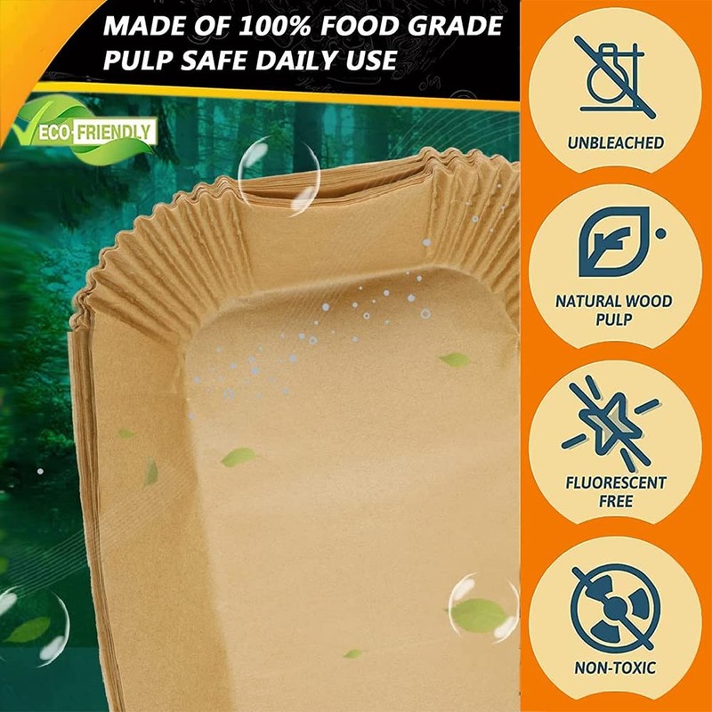 YJWYDM Air Fryer Disposable Paper Liners, 150PCS 8.7x5.5", wood color gallery
