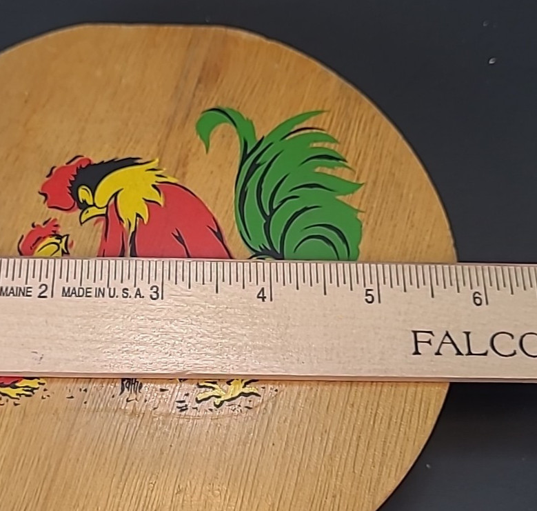 1950s Hamburger Press Grandma Core Wood Rooster Transfer Design 6" Diameter gallery