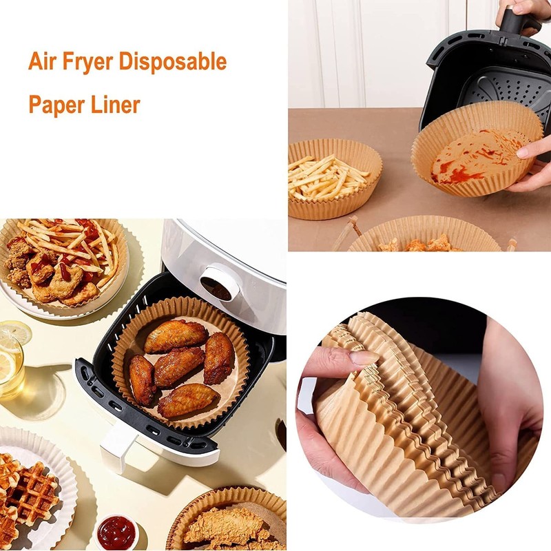 100PCS Air Fryer Disposable Paper Liner,Baking 7.9-inch-circular, Light Brown gallery