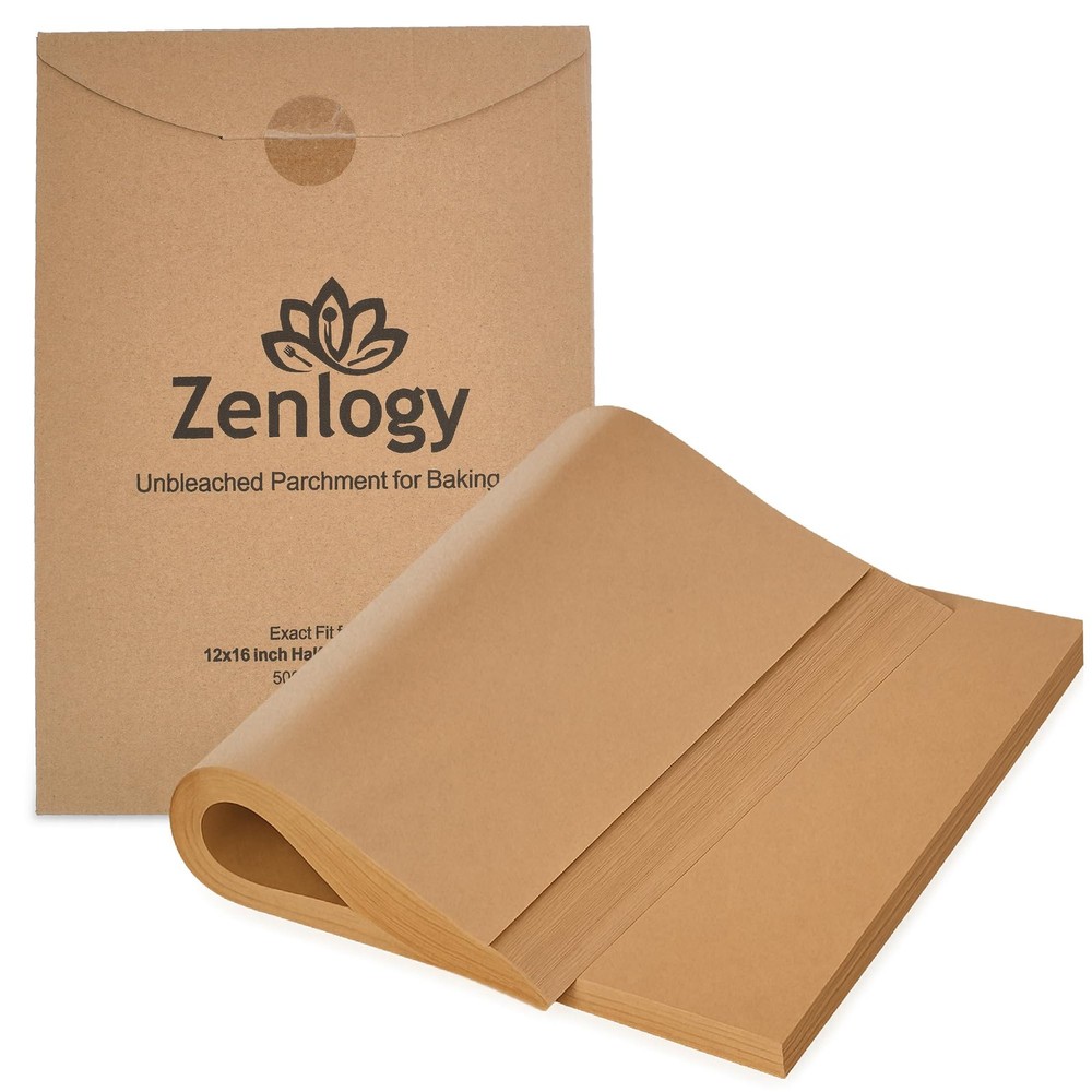Zenlogy Parchment Paper Sheets 12x16 (500 sheets) for Baking - 12x16, Brown