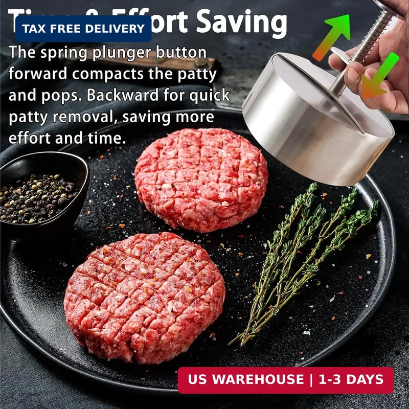 304 Stainless Steel Burger Press, Heavy Duty Adjustable Hamburger Meat Press Mak gallery