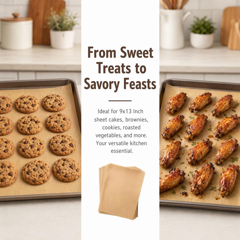 VERDYTEMTO 9x13 Inch Parchment Paper 9x13inches, Natural Unbleached Brown gallery