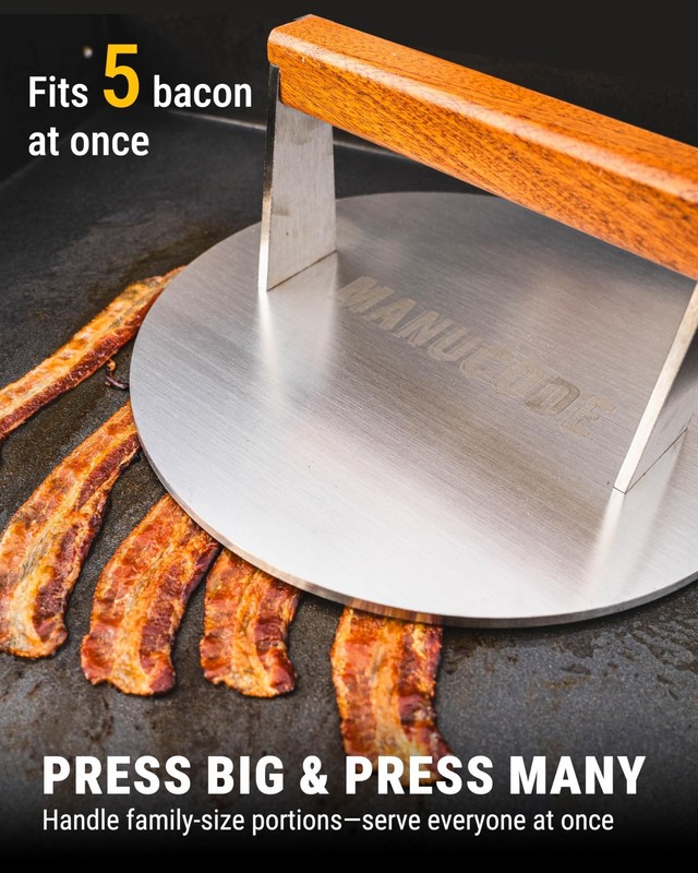 Smash Burger Press, 3.8-Lb Burger Smasher, 9-Inch Bacon Press for Batch Cooki... gallery