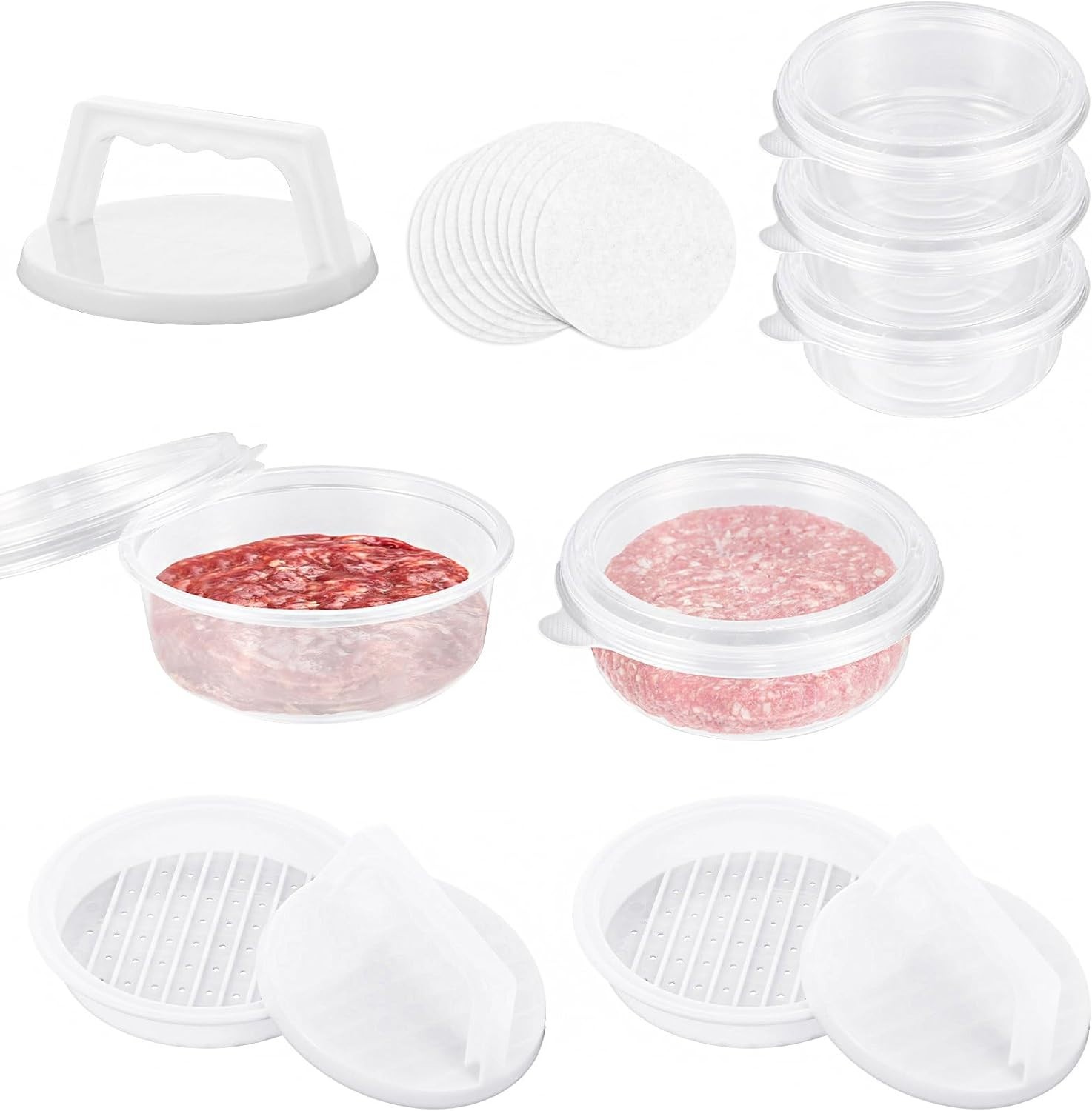 Hamburger Press Patty Maker, Burger Press Patty Makers with 20 Storage Contai... gallery