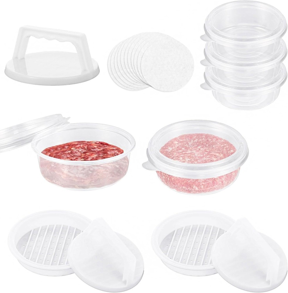 Hamburger Press Patty Maker, Burger Press Patty Makers with 20 Storage Contai...