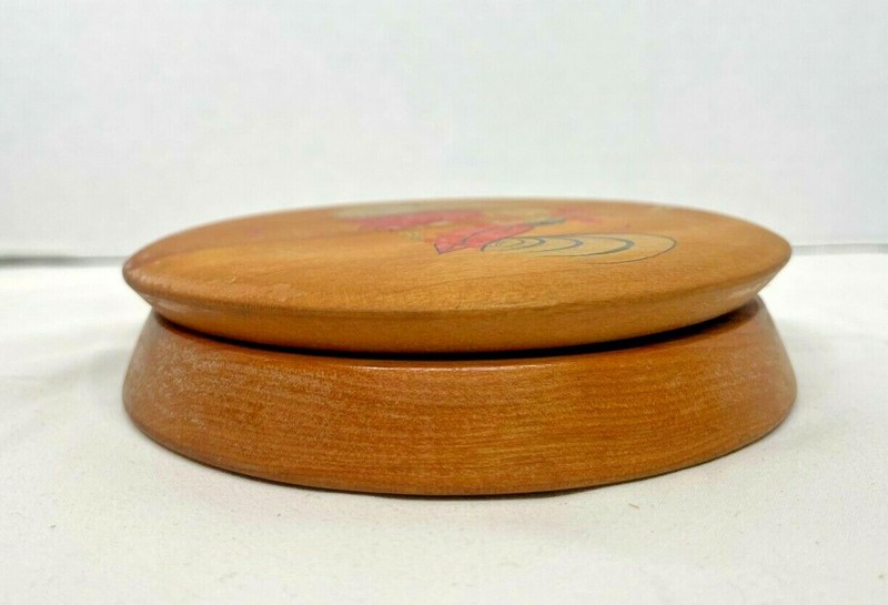 Vintage Wooden Hamburger Press Two Fighting Roosters Chickens Multi Color 5.5"W gallery