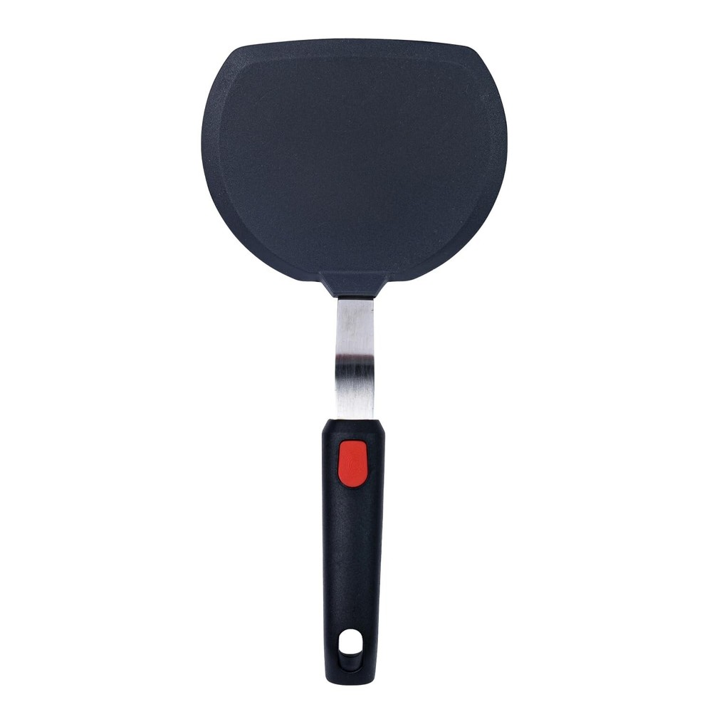 Silicone Pancake Spatula | Wide Beveled Edge Flipper with Stainless Steel Cur...