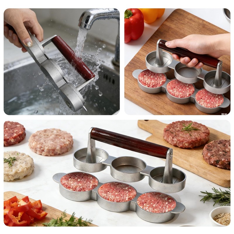 DHSUN Sausage Patty Press, Hamburger Patty Maker,3-in-1 Mini Burger Press Non... gallery