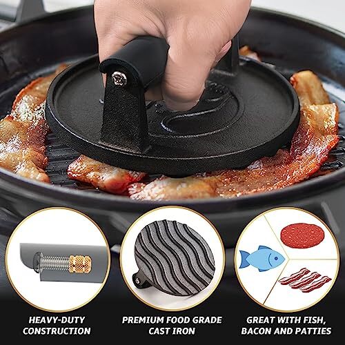2 Lb Smash Burger Press For Griddle Heavy Duty Hamburger Press W/heat Resistant gallery