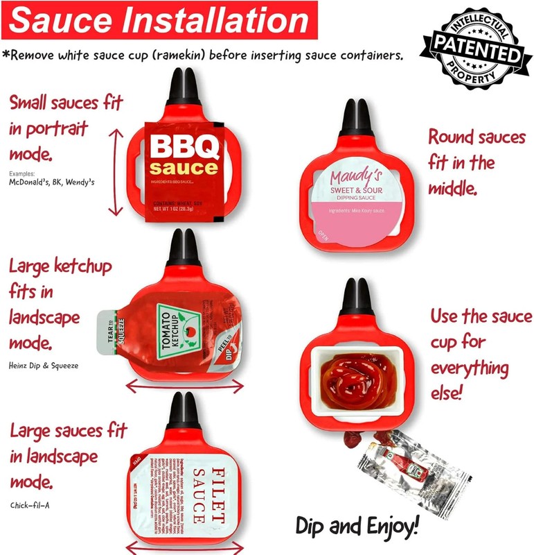 2 Pack Dip Clip In-Car Sauce Holder for Ketchup Dipping Sauces Shark Tank Black gallery