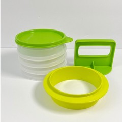 Tupperware Hamburger Press & Keepers Set Large Patty Mold & Storage