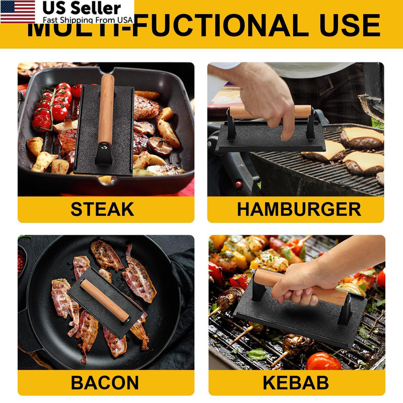 AIVIKI Burger Press, Smash Press for Blackstone Rectangle, black gallery