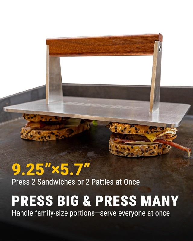 Stainless Steel Bacon Press - 3.2 LB Heavy Cooking Weigh- 9.25 x 5.7 Inches gallery