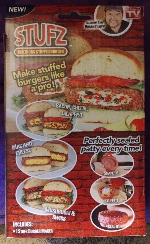 STUFZ Burger Stuffer Hamburger Maker Stuffed Patty Press BBQ As Seen On TV! gallery