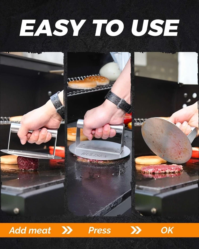 Stainless Steel Burger Press, Burger Smasher for Griddle, 5.5 Inch Round Hamb... gallery