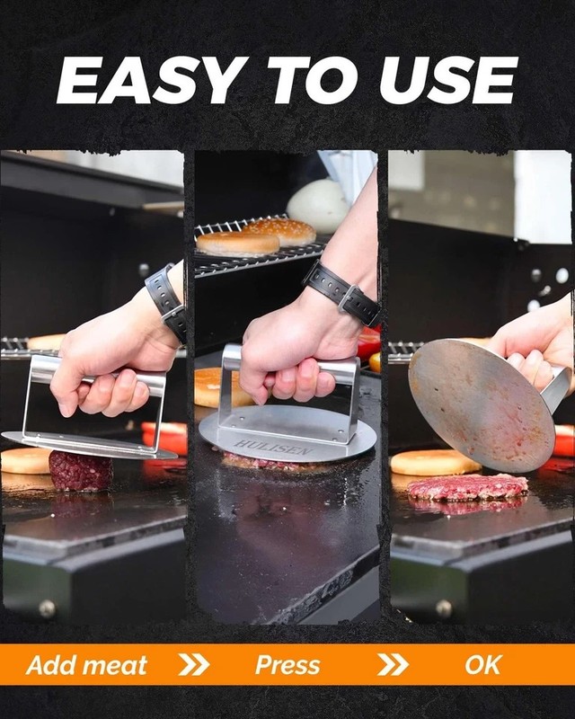 Stainless Steel Burger Press, Burger Smasher for Griddle, 5.5 Inch Round Hamb... gallery