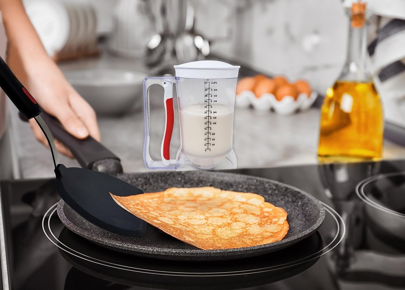 Silicone Pancake Spatula | Wide Beveled Edge Flipper with Stainless Steel Cur... gallery