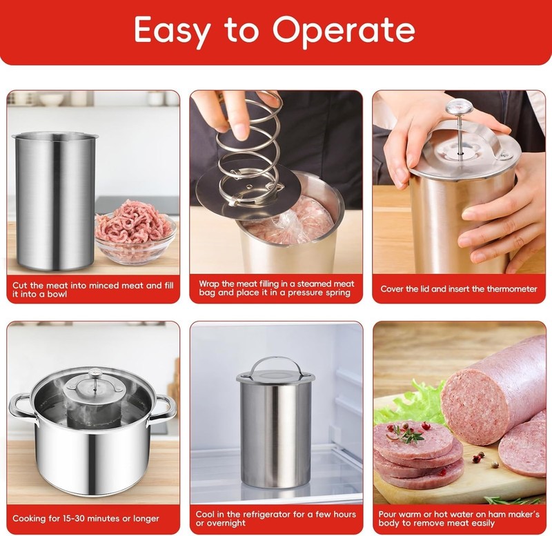 Effortless Meat Press Mold for Healthy Deli Meats - Stainless Steel & 20 Bags gallery