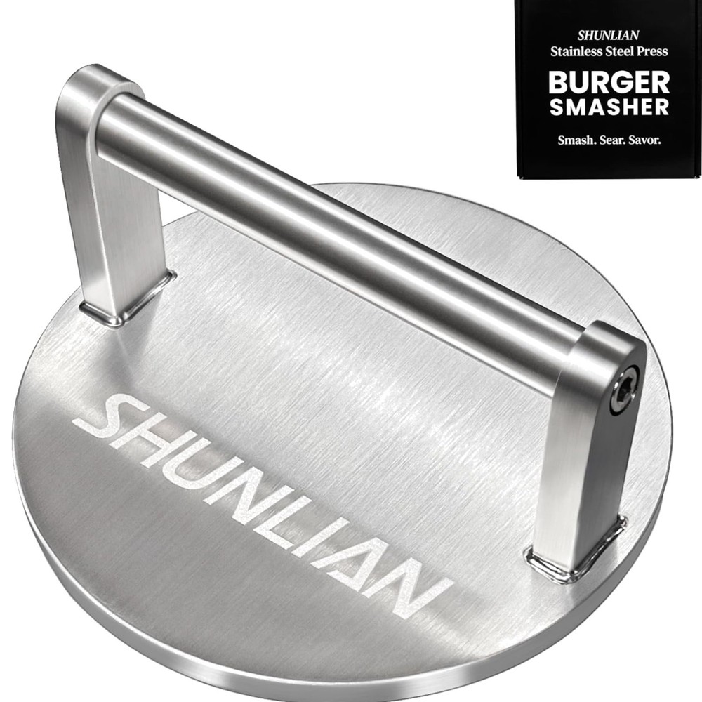 Smash Burger Press, 6 Inch Heavy Duty Burger Smasher Tool, 3.1lb Non-Stick Sm...