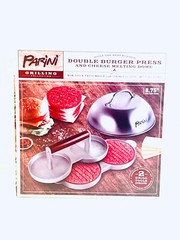 Parini Double Non-Stick Burger Press + Steel Cheese Melting Dome 8.75″ – NIB