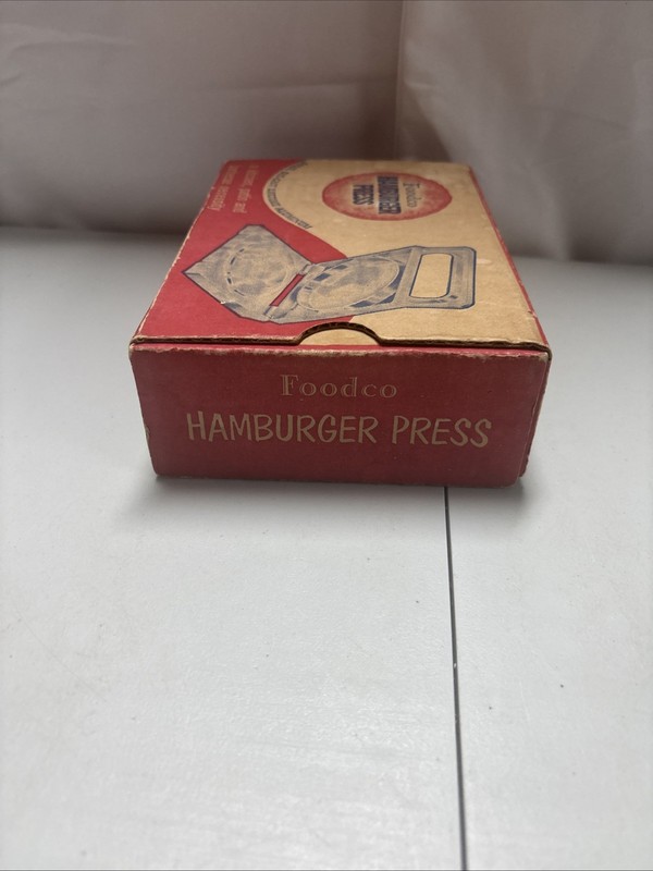 Vintage Foodco hamburger Press Diecast Lifetime Aluminum With Original Box gallery