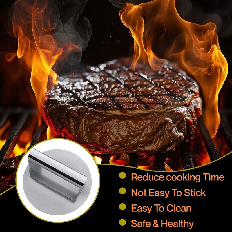 Stainless Steel Burger Press 5.5 Inch Round Burger Smasher, Smashed Hamburger gallery