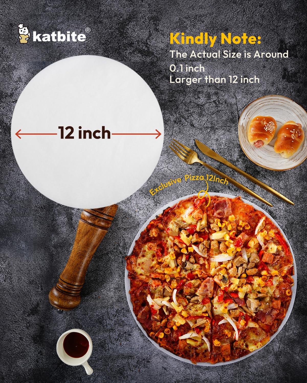 Katbite 12 Inch 200Pcs Parchment Paper Rounds, Round Baking 12inch-200, White gallery