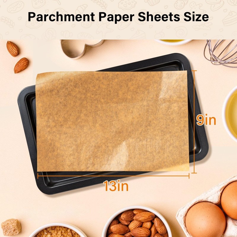 Parchment Paper Sheets, 9x13 In Unbleached Non-Stick inch, Nature gallery