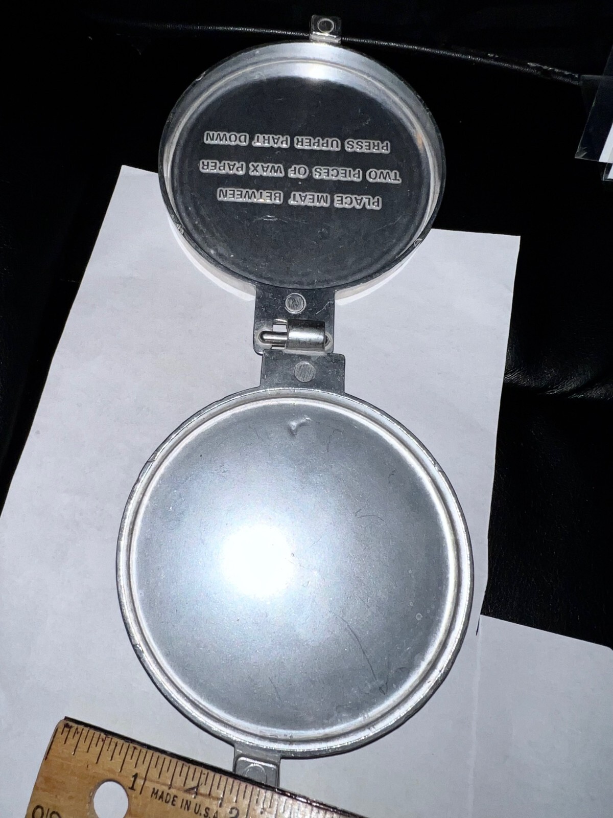 VINTAGE 1950's HAMBURGER Press Aluminum Ground MEAT Embossed CHEF ESTATE LOOK 🍔 gallery