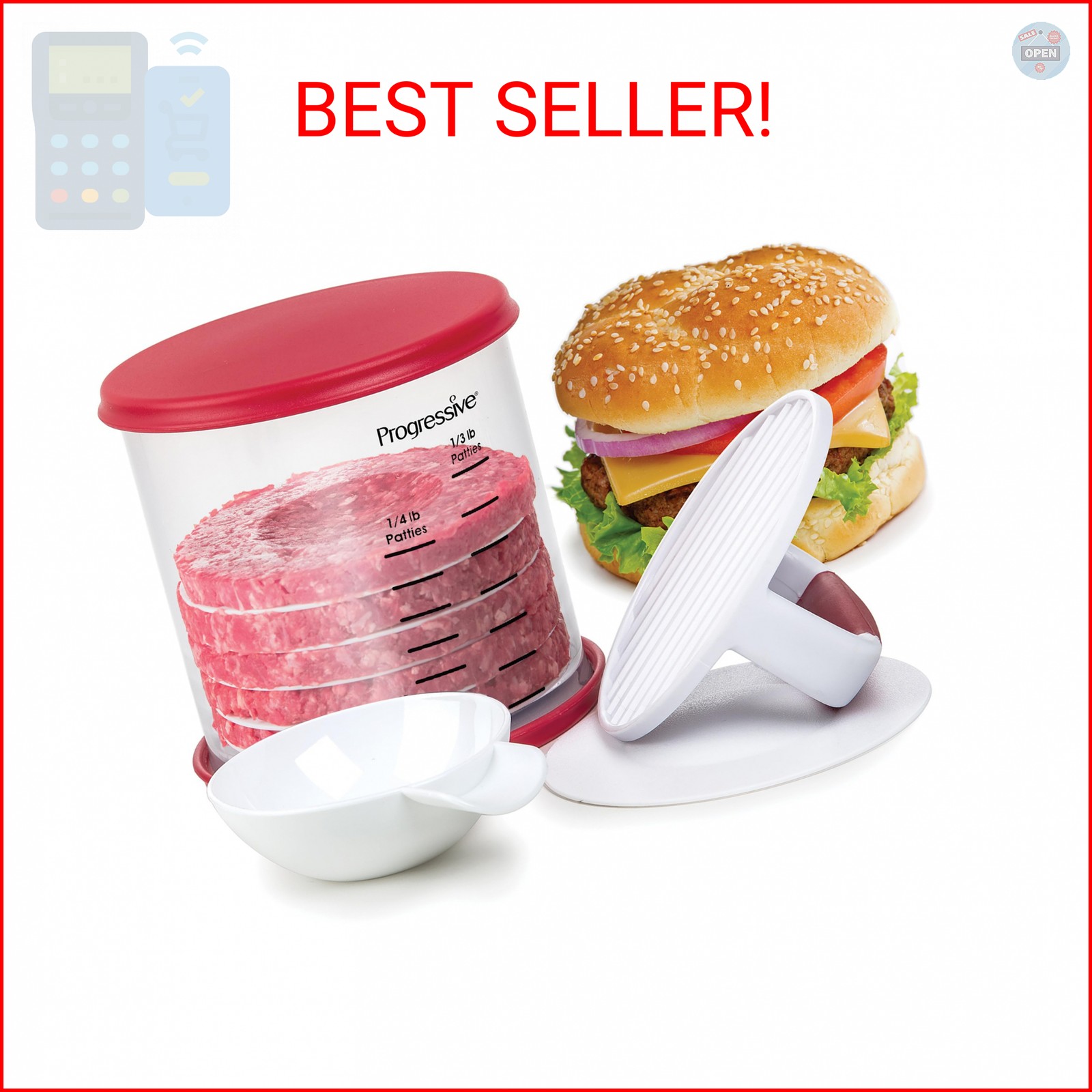 PrepWorks Perfect Burger Press Set – Press & Store Up to 6 Burgers, Non-Skid Bas gallery