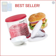 PrepWorks Perfect Burger Press Set – Press & Store Up to 6 Burgers, Non-Skid Bas