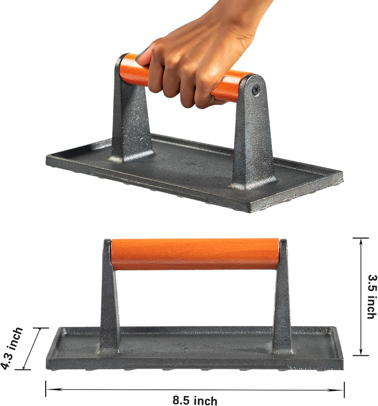 Cast Iron Grill Press, 8.5 X 4.1 Inch, 2.6 Lbs, Burger and Sandwich Press gallery