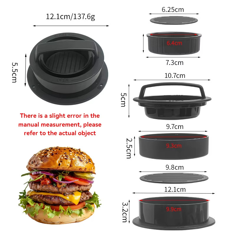 Round Hamburger Patty Press Maker Food Grade ABS Beef Burger Mold BBQ Tool gallery