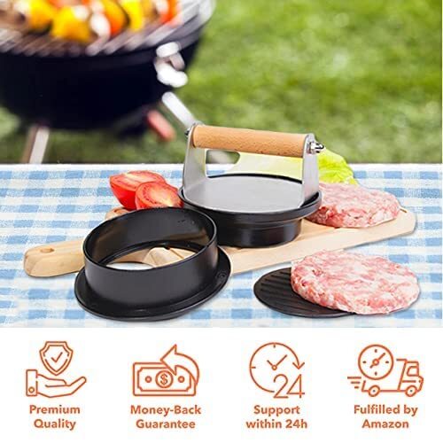 5.1 Inch Stainless Steel Burger Press Non Stick Smash Hamburger Press for BBQ gallery