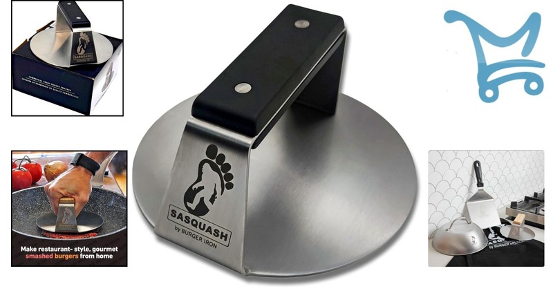 Heavy Duty Stainless Steel Burger Press 6 Inch Flat Handle for Commercial Use gallery