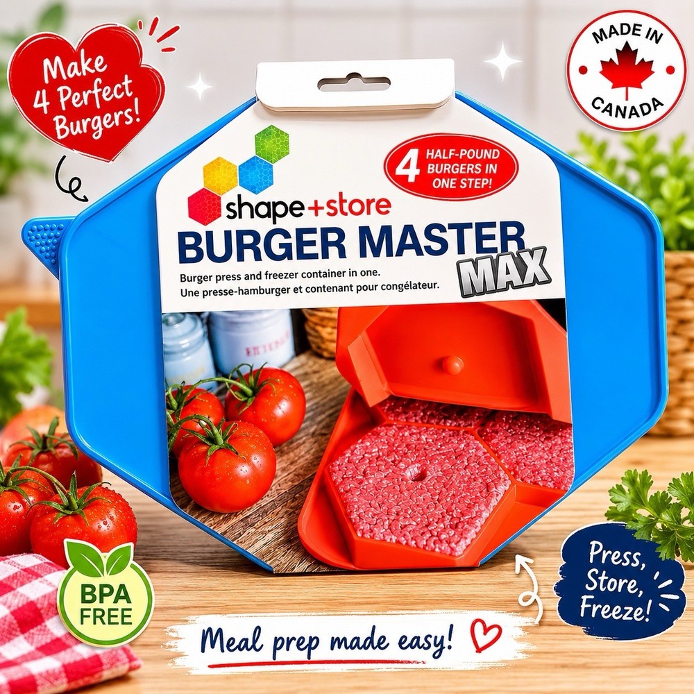 Shape+Store Burger Master Max Burger Press Freezer Tray Mold BPA Free Red NEW