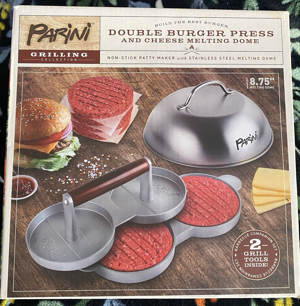 Parini Double Burger Press And Cheese Melting Dome